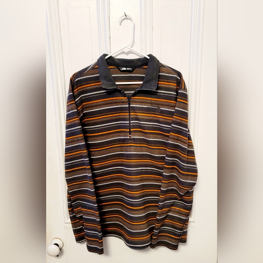 Northface Men's Sweatshirt Quarter Zip Gray Strip XL‎